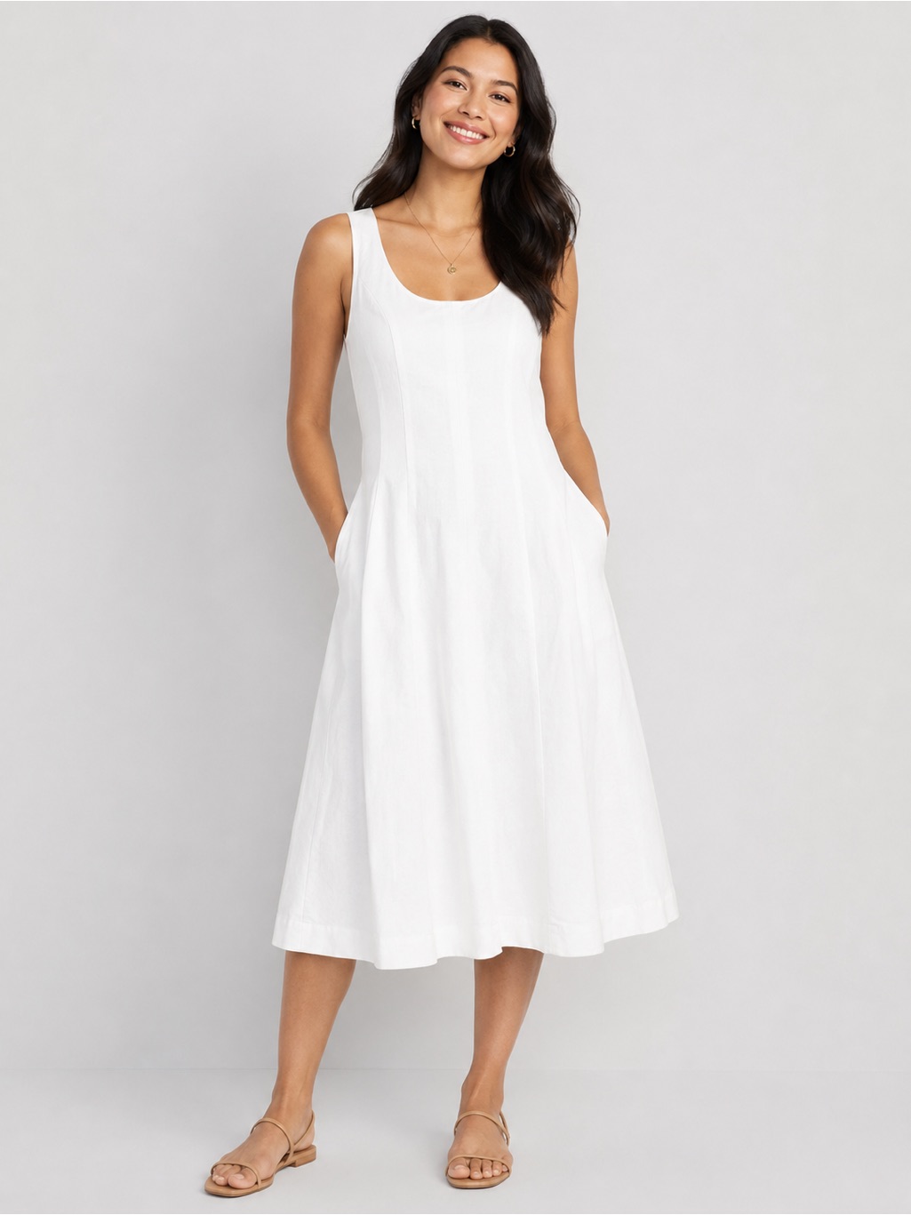A New Day White Sleeveless Midi Dress